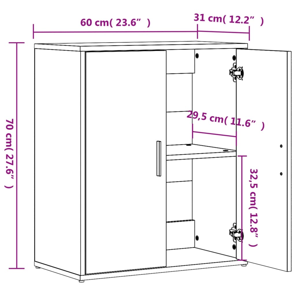 vidaXL Senkit 2 kpl savutammi 60x31x70 cm tekninen puu